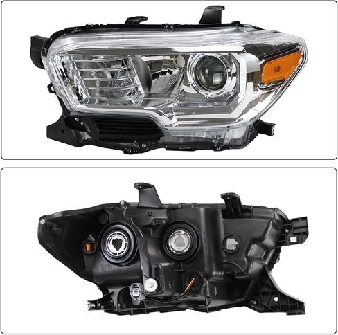 Chrome Projector Halogen Headlights Headlamps with LED DRL Compatible with 2016-2022 Toyota Tacoma Amber Reflector Drive and Passenger Sides in Saudi Arabia