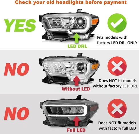 Chrome Projector Halogen Headlights Headlamps with LED DRL Compatible with 2016-2022 Toyota Tacoma Amber Reflector Drive and Passenger Sides in Saudi Arabia
