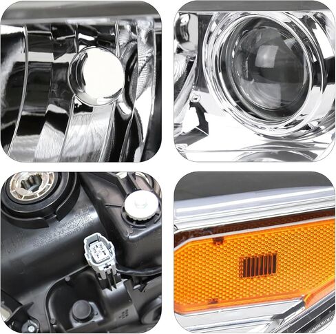 Chrome Projector Halogen Headlights Headlamps with LED DRL Compatible with 2016-2022 Toyota Tacoma Amber Reflector Drive and Passenger Sides in Saudi Arabia