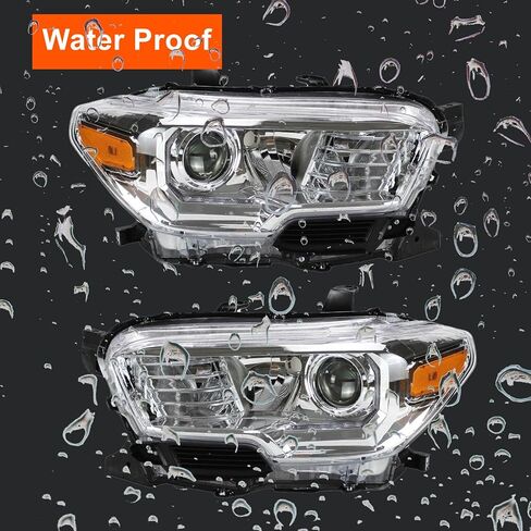 Chrome Projector Halogen Headlights Headlamps with LED DRL Compatible with 2016-2022 Toyota Tacoma Amber Reflector Drive and Passenger Sides in Saudi Arabia