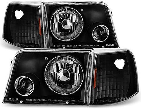 AKKON - For 1993-1997 Ford Ranger Pickup Truck Black Bezel Projector Headlights w/Corner Signal Light Lamps Replacement in Saudi Arabia