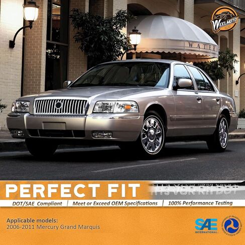 WEELMOTO Headlights with 2006-2011 Mercury Grand Marquis Headlights Assembly, 06-10 Grand Marquis Headlights Chrome Housing I Amber Reflector in Saudi Arabia