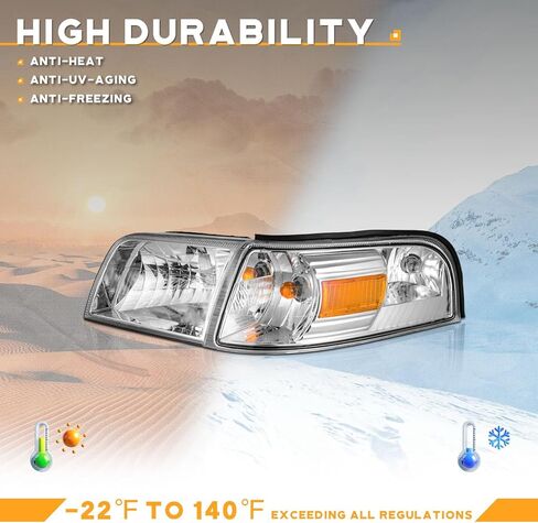 WEELMOTO Headlights with 2006-2011 Mercury Grand Marquis Headlights Assembly, 06-10 Grand Marquis Headlights Chrome Housing I Amber Reflector in Saudi Arabia
