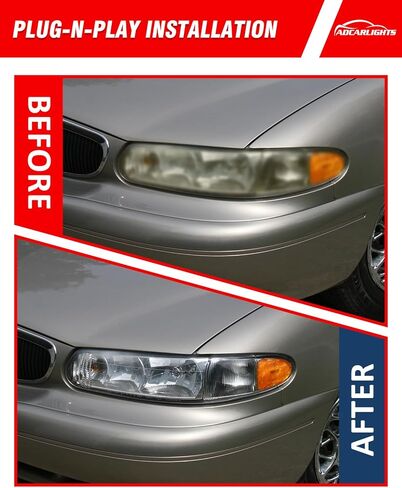 for Buick Century 1997-2005 Headlight Assembly Compatible with 1997-2004 Regal OE Halogen Headlight Replacement Driver and Passenger Side (Bulb Not Included)（W/O Bulbs） in Saudi Arabia