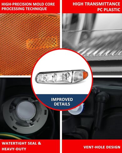 for Buick Century 1997-2005 Headlight Assembly Compatible with 1997-2004 Regal OE Halogen Headlight Replacement Driver and Passenger Side (Bulb Not Included)（W/O Bulbs） in Saudi Arabia