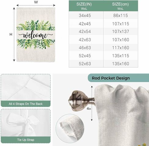 Eucalyptus Leaves Tie Up Curtains for Window, Farmhouse Vintage Green Leaf Branches Thermal Insulated Balloon Shade Adjustable Rod Pocket Curtains Valance Panels for Kitchen Bathroom Café 34'' x 45'' in Saudi Arabia