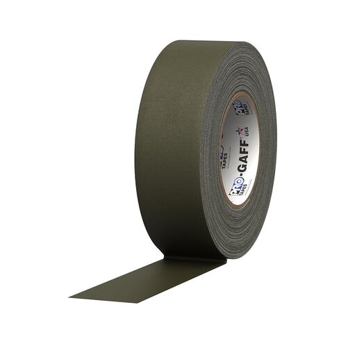 ProTapes Pro Gaff Premium Matte Cloth Gaffer's Tape With Rubber Adhesive, 11 mils Thick, 55 yds Length, 2" Width, Olive Drab (Pack of 1) in Kuwait