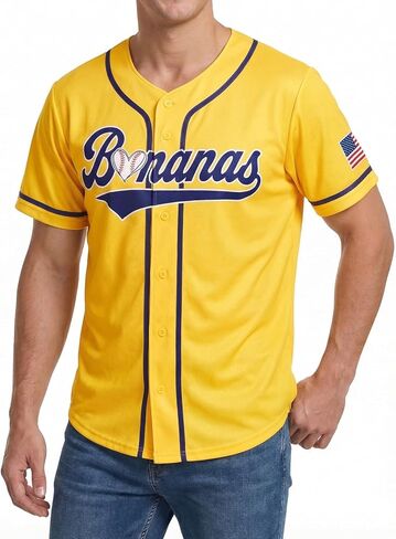 قميص بيسبول بأزرار لأعلى للرجال، قميص علوي بأكمام قصيرة ورسومات بيسبول سريعة الجفاف in Kuwait