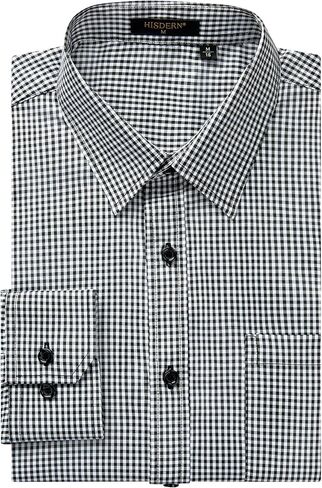 HISDERN Mens Casual Dress Shirts Plaid Button Down Shirt Long Sleeve Formal Business Gingham Shirt for Men in Saudi Arabia