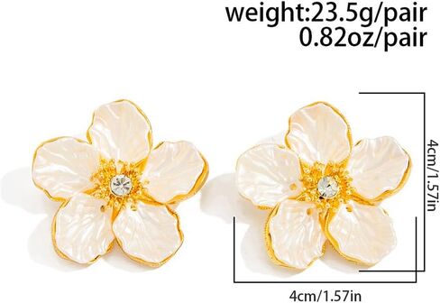 Dainty Textured Shell Flower Crystal Gold Earrings for women Trendy Exquisite Sparkly Cubic Zircon Stud Earring Y2K Prom Party Floral Jewelry Gifts in Kuwait