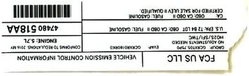 Mopar 47480518AA LABEL VEHICLE EMISSION CONTROL IN in Saudi Arabia