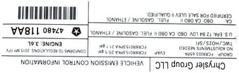 Mopar 47480118AA LABEL VEHICLE EMISSION CONTROL IN in Saudi Arabia