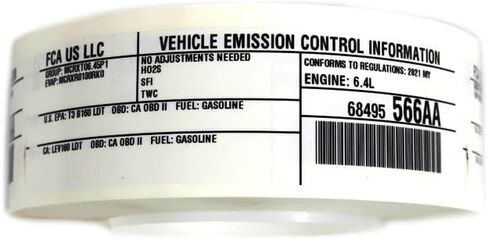 Mopar 68495565AA LABEL VEHICLE EMISSION CONTROL IN in Saudi Arabia