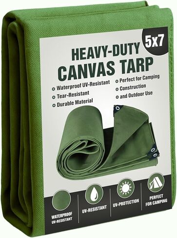 Heavy-Duty Tan Canvas Tarp 10x12 – All-Season, Heavy-Duty Protection, Reinforced Stitching – Ideal for Trucks, Boats & Industrial Use in Saudi Arabia