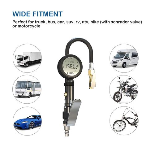 Digital Tire Pressure Gauge 250 PSI Air Chuck & Compressor Accessories Heavy Duty with Quick Connect Coupler 0.01 Display Resolution with High Accuracy Sensor Type-C Charging Function in Kuwait