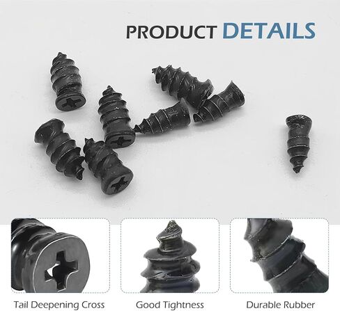 60PCS Tire Repair Rubber Nail, Vacuum Tire Repair Kits Spiral Rubber Nails, Self-Service Tire Repair Nail, Rubber Screws Fast Tool for Auto Truck, Motorcycle, Tractor tire Puncture Repair in Kuwait