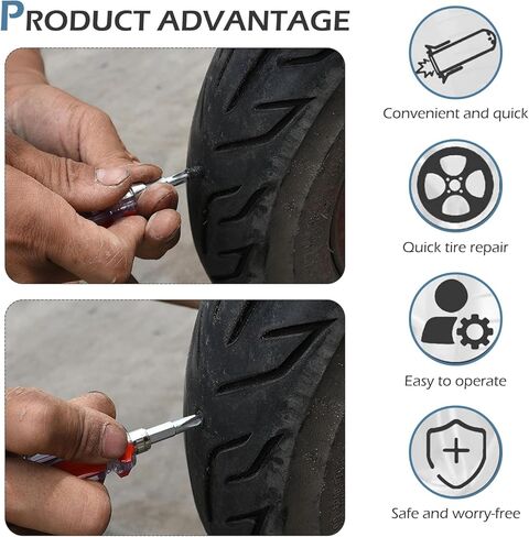 60PCS Tire Repair Rubber Nail, Vacuum Tire Repair Kits Spiral Rubber Nails, Self-Service Tire Repair Nail, Rubber Screws Fast Tool for Auto Truck, Motorcycle, Tractor tire Puncture Repair in Kuwait
