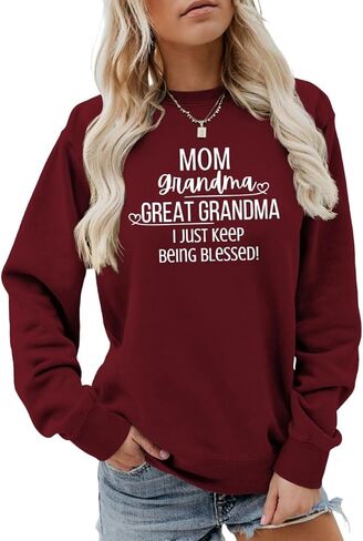 Mom Grandma Great Grandma Sweatshirt Womens Funny Grandma Gift Shirts Long Sleeve Crew Neck Fall Pullover Tops in Saudi Arabia