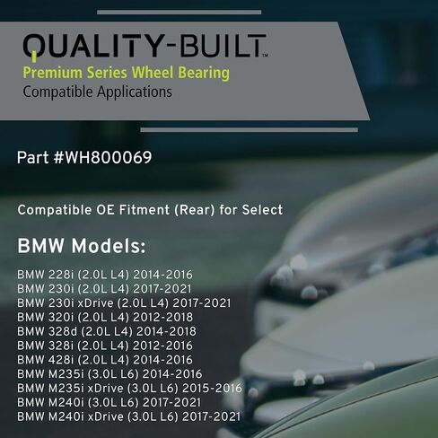 Quality-Built Rear Wheel Bearing WH800069 Compatible with 2012-2021 BMW (228i, 230i, 230i xDrive, 320i, 328d, 328i, 428i, M235i, M235i xDrive, M240i, M240i xDrive) in Kuwait