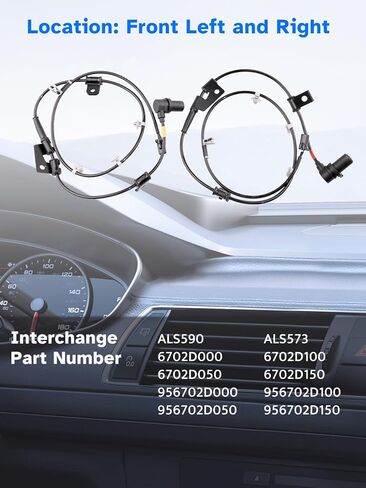 Front ABS Wheel Speed Sensor Left Right fit 2001 2002 2003 2004 2005 2006 Hyundai Elantra, Driver Passenger Side, ALS590 ALS573, 2pcs in Saudi Arabia