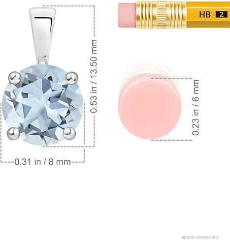 Angara Natural Aquamarine Solitaire Pendant for Women | Round Aquamarine Solitaire Pendant Necklace in 14K Solid Gold/Silver/Platinum With 18" Chain | March Birthday, Gemstone Jewelry Gift in Saudi Arabia
