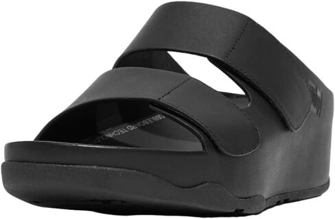 FitFlop Women's Shuv Adjustable Two-Bar Leather Slides All Black 10 in Saudi Arabia