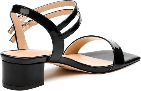 Women's Low Heel Sandals - Open Square Toe with Adjustable Ankle Strap, Solid Color Casual Heeled Sandals for Work & Daily Outings in Saudi Arabia