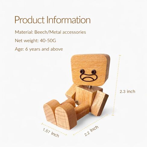 Shaking Feet Wooden Man Figurine with Spring Legs, Cute Wobbly Wooden Statue for Car Dashboard & Desk Decor, Customizable Face Expression Doll with Storage Box, Fun Gift for Drivers & Friends in Saudi Arabia