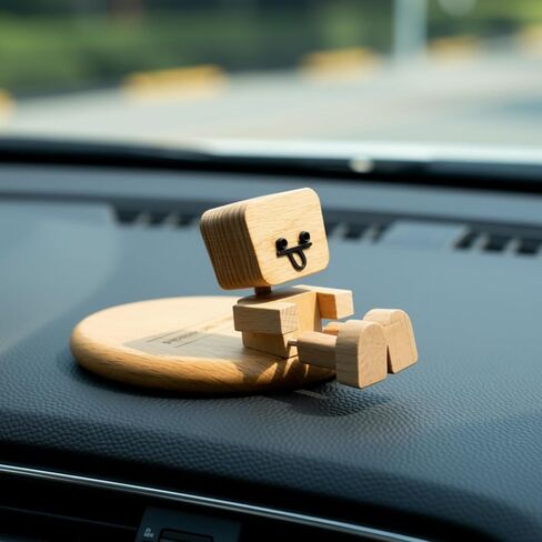 Shaking Feet Wooden Man Figurine with Spring Legs, Cute Wobbly Wooden Statue for Car Dashboard & Desk Decor, Customizable Face Expression Doll with Storage Box, Fun Gift for Drivers & Friends in Saudi Arabia