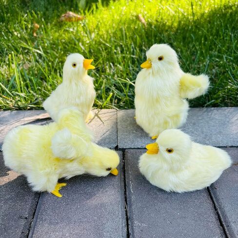 4Pcs Fluffy Easter Ducks Decor,Collectible Figurines for Decorations,Spring Farm Decor,Holiday Event Party Favors,Easter Props for Photography in Saudi Arabia