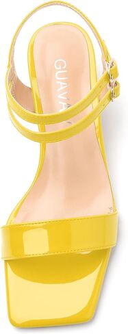 Women's Low Heel Sandals - Open Square Toe with Adjustable Ankle Strap, Solid Color Casual Heeled Sandals for Work & Daily Outings in Kuwait