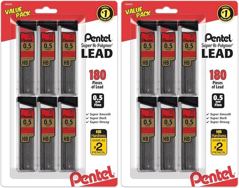 Pentel Super Hi-Polymer Refills, 0.7 mm Medium, HB, 180 Pieces of Lead (C27BPHB6) in Saudi Arabia