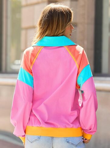 popvil Women's Half Zip Oversized Sweatshirts Pullover Hoodies Color Block Long Sleeve Tops Fall Outfits for Women 2025 in Kuwait