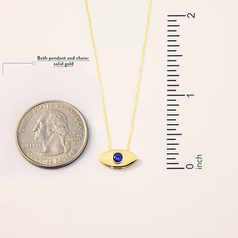 GELIN 14k Solid Gold Evil Eye with Diamond Sapphire Necklace for Women in Kuwait