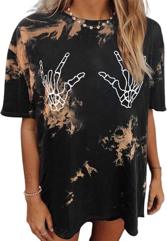 Avanova Women Graphic Letter Print Oversized T Shirt Short Sleeve Casual Summer Loose Fit Tee Top in Saudi Arabia