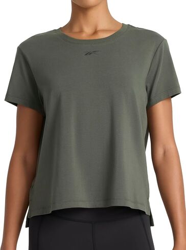 Reebok Women's Embroidery Hit Graphic Crewneck T-Shirt, Standard Fit, Lightweight Stretch Cotton Fabric in Saudi Arabia