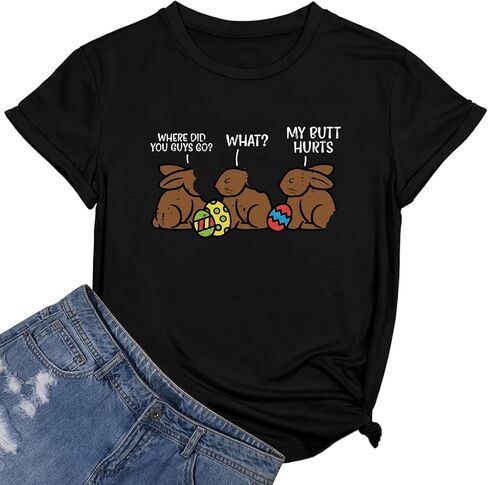 NTSWZYS Happy Easter Shirts Easter Bunny T-Shirt Short Sleeve Rabbit Graphic Tees Easter Shirt Tops in Saudi Arabia