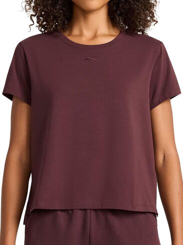 Reebok Women's Embroidery Hit Graphic Crewneck T-Shirt, Standard Fit, Lightweight Stretch Cotton Fabric in Saudi Arabia