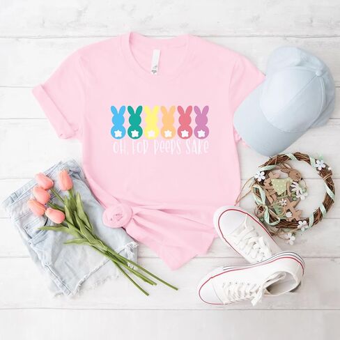 NTSWZYS Happy Easter Shirts Easter Bunny T-Shirt Short Sleeve Rabbit Graphic Tees Easter Shirt Tops in Saudi Arabia