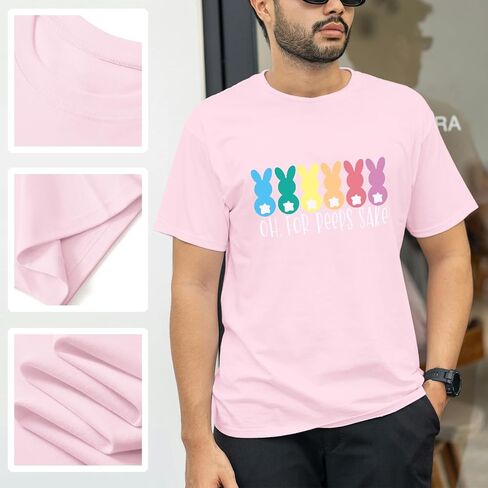 NTSWZYS Happy Easter Shirts Easter Bunny T-Shirt Short Sleeve Rabbit Graphic Tees Easter Shirt Tops in Saudi Arabia