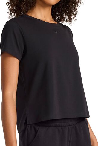 Reebok Women's Embroidery Hit Graphic Crewneck T-Shirt, Standard Fit, Lightweight Stretch Cotton Fabric in Saudi Arabia