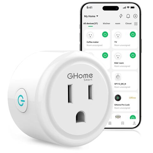 GHome Smart Plug,WiFi Smart Plugs Compatible with Alexa and Google Home,Smart WiFi Outlet with Remote Control and Timer Function,2.4GHz Wi-Fi Only,No Hub Required, ETL FCC Listed ,White(1 Pack) in Kuwait