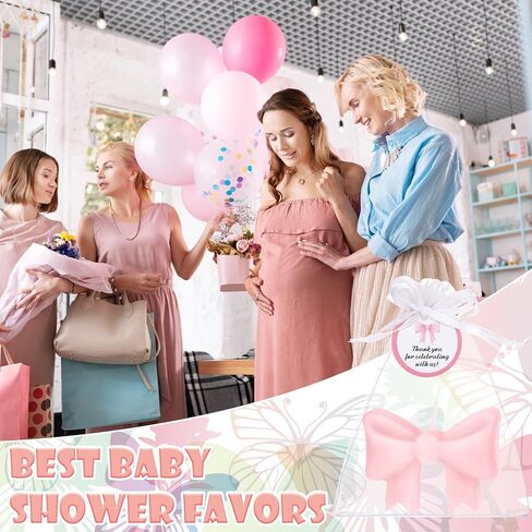 Pink 24 Sets Pink Bow Baby Shower Favors Cute Candles Birthday Party Decorations for Guests Girl Boy Gender Reveal Engagement Party Gifts in Saudi Arabia