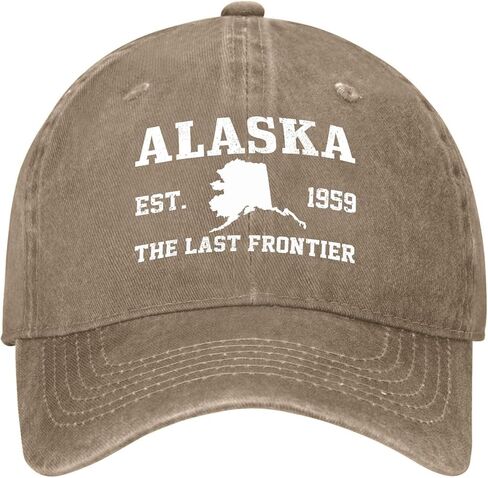 Alaska Est. 1959 Hat for Men Stylish Washed Distressed Baseball Cap in Saudi Arabia