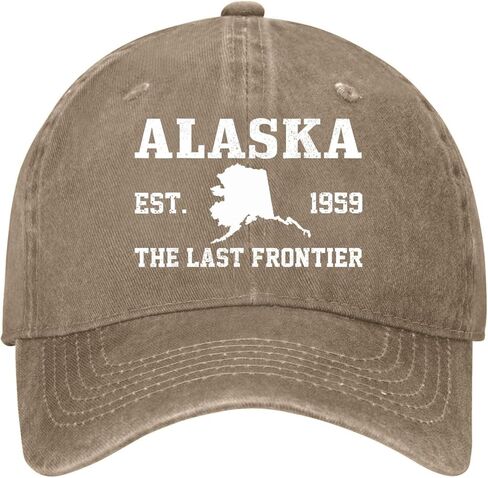 Alaska Est. 1959 Hat for Men Stylish Washed Distressed Baseball Cap in Saudi Arabia