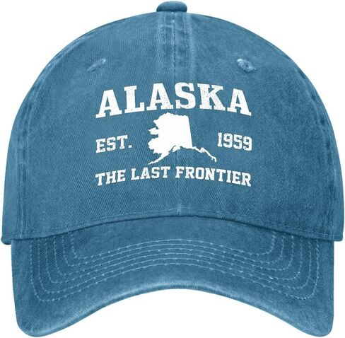 Alaska Est. 1959 Hat for Men Stylish Washed Distressed Baseball Cap in Saudi Arabia