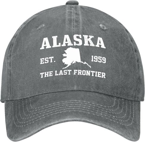 Alaska Est. 1959 Hat for Men Stylish Washed Distressed Baseball Cap in Saudi Arabia