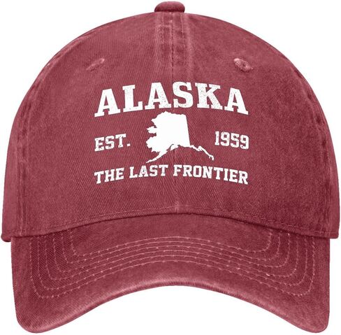 Alaska Est. 1959 Hat for Men Stylish Washed Distressed Baseball Cap in Saudi Arabia