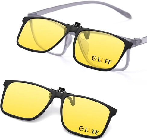 مشبك LUFF مستقطب/للرؤية الليلية على النظارات الشمسية/نظارات قصر النظر للقيادة باللون الأسود والأصفر in Kuwait