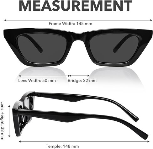 Narrow Square Cateye Sunglasses for Women, Women's Retro Trendy Cute Sun Glasses Small Frame with UV400 Protection in Saudi Arabia